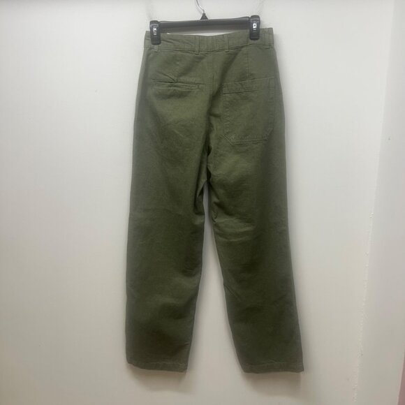 Girls Of Dust Olive Green High-Waisted straight leg Cotton Pants X-Small - Picture 5 of 11
